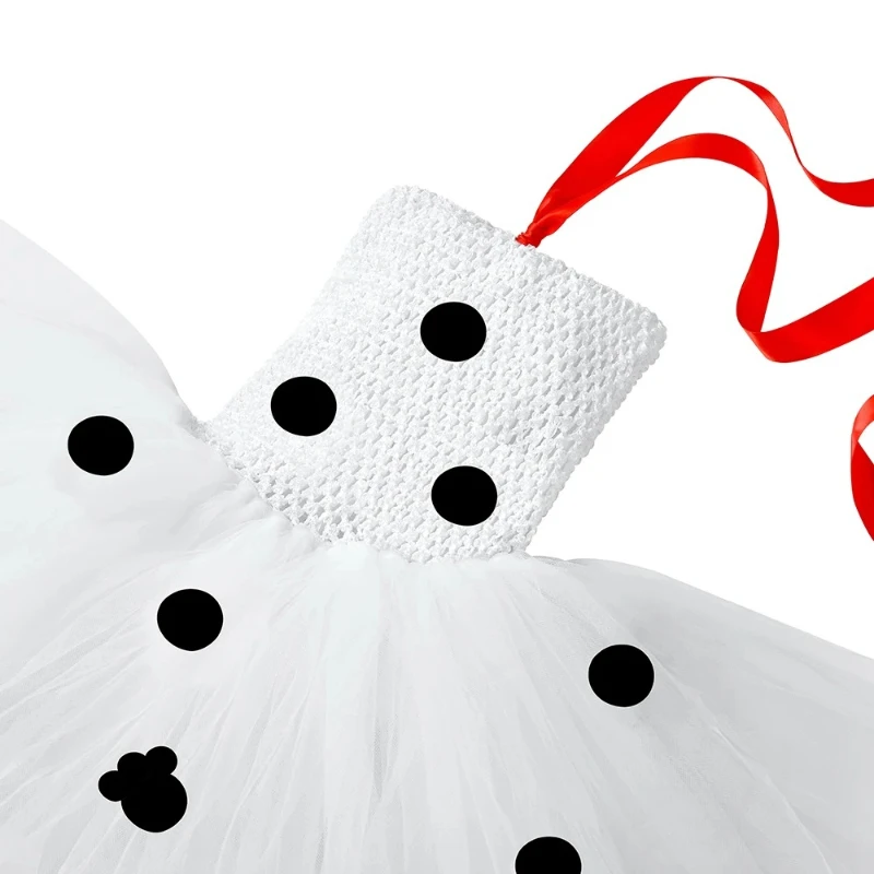 طفل الفتيات الدلماسية الكلب زي البولكا نقطة رصدت جرو توتو فستان 101 الدلماسية زي للأطفال فستان حفلة الهالوين #6