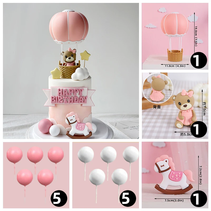 Bär Kuchen Dekorationen Heißluft Ballon Figur Rosa Blau Bär Kuchen Ornament Für Mädchen Junge Baby Dusche Geburtstag Party Dekorationen – Detail 10