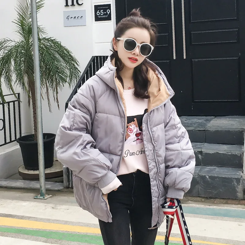 Women Parkas Coats Short Jackets Hooded Zipper Solid Pocket Long Sleeves Thick Loose Fit Slight Strech Casual 2025 Autumn Winter