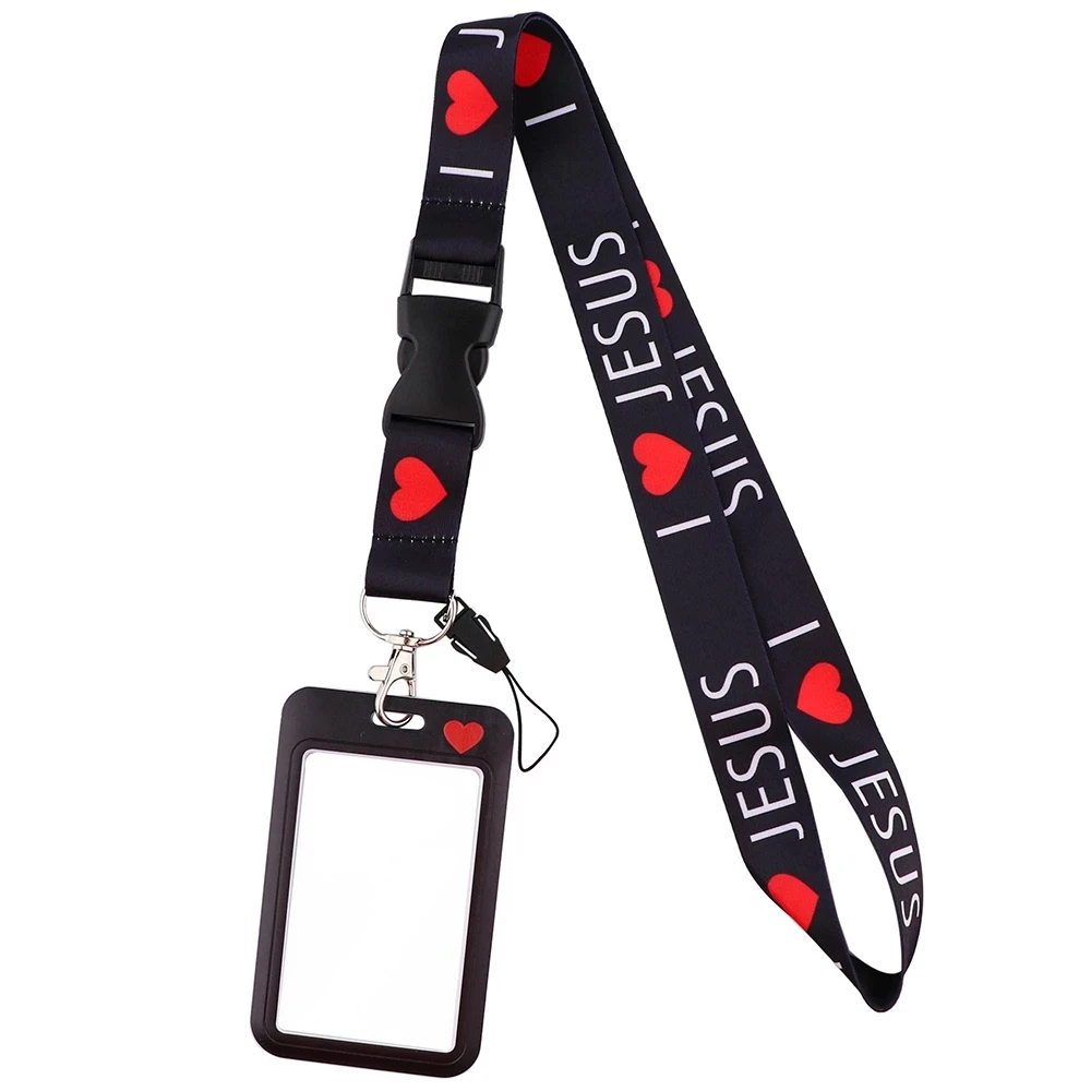 A1835 I Love Jesus Lanyard Keychain Cell Phone Hanging Rope ID Card Pass Badge Holder Neck Strap Unisex Decorative Accessories