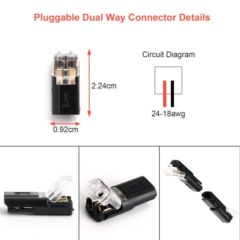 Double-wire Plug-in Connector With Locking Buckle Quick Electrical Cable Connector Snap Splice Lock Wire Easy Safe Splicing Into