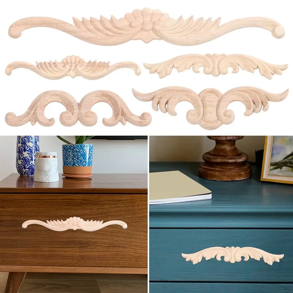 

High Quality Unique Furniture Parts Wood Carved Corner Appliques Frame wooden Figurines Crafts Woodcarving Decorative