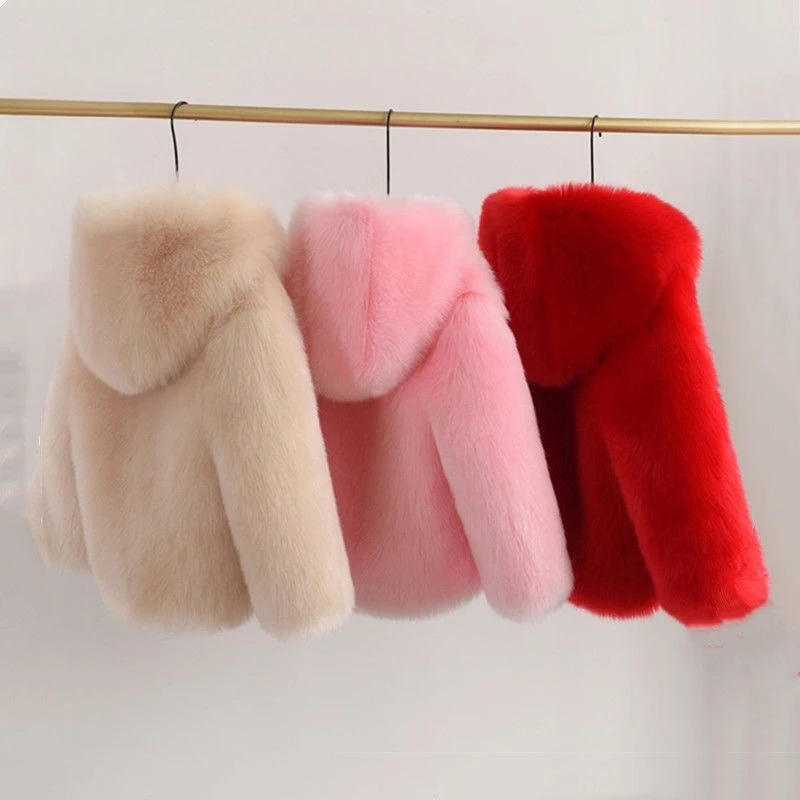 

Fashion Baby Girl Faux Fur Jacket With Hat Infant Toddler Child Warm Fluffy Coat Winter Long Sleeve Outwear Baby Clothes 1-10Y