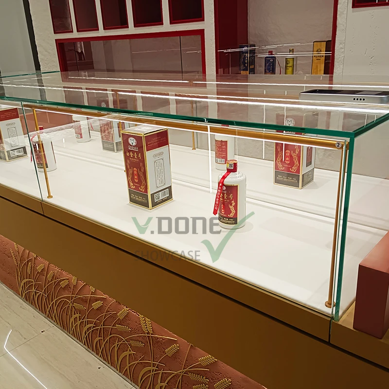 customized.High-end rotating glass display cabinet with customized size glass cabinet with lighting wine