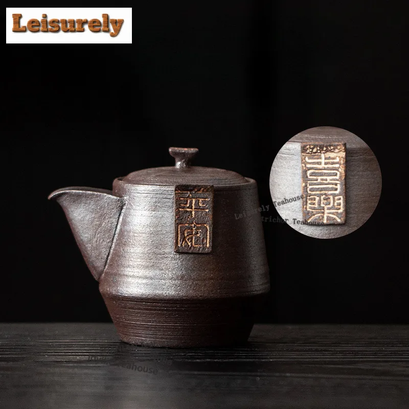 100ml Old Rock Clay Hand Grab Teapot Handmade Tea Infuser Pot Tea Brewing Kettle With Ball Hole Teaware Accessories Collection