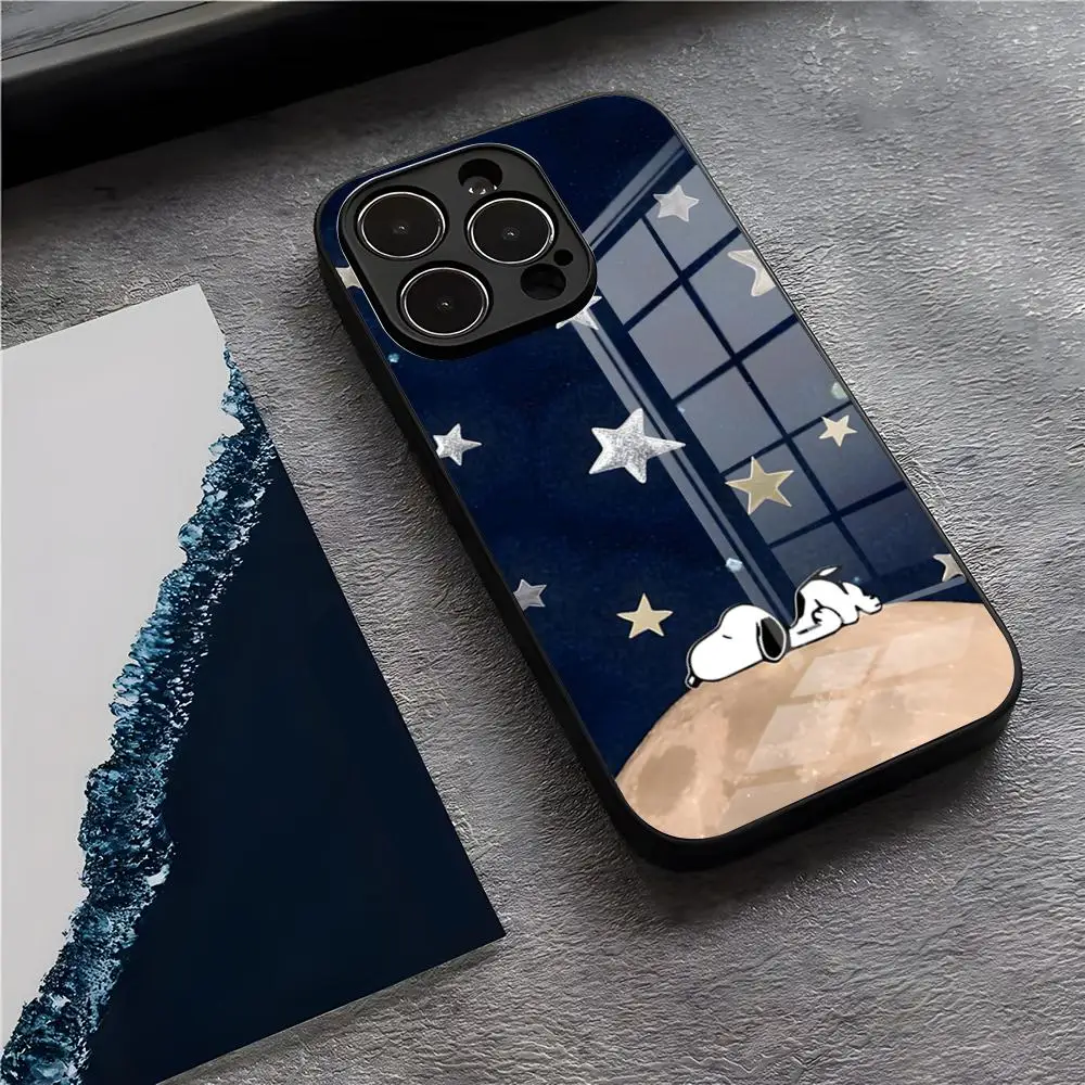 Anime S-Snoopys Phone Case For IPhone 17 Pro Max 15 Pro 16 14 Plus 12 13 Mini 11 Pro Shockproof Glass Cover view 5