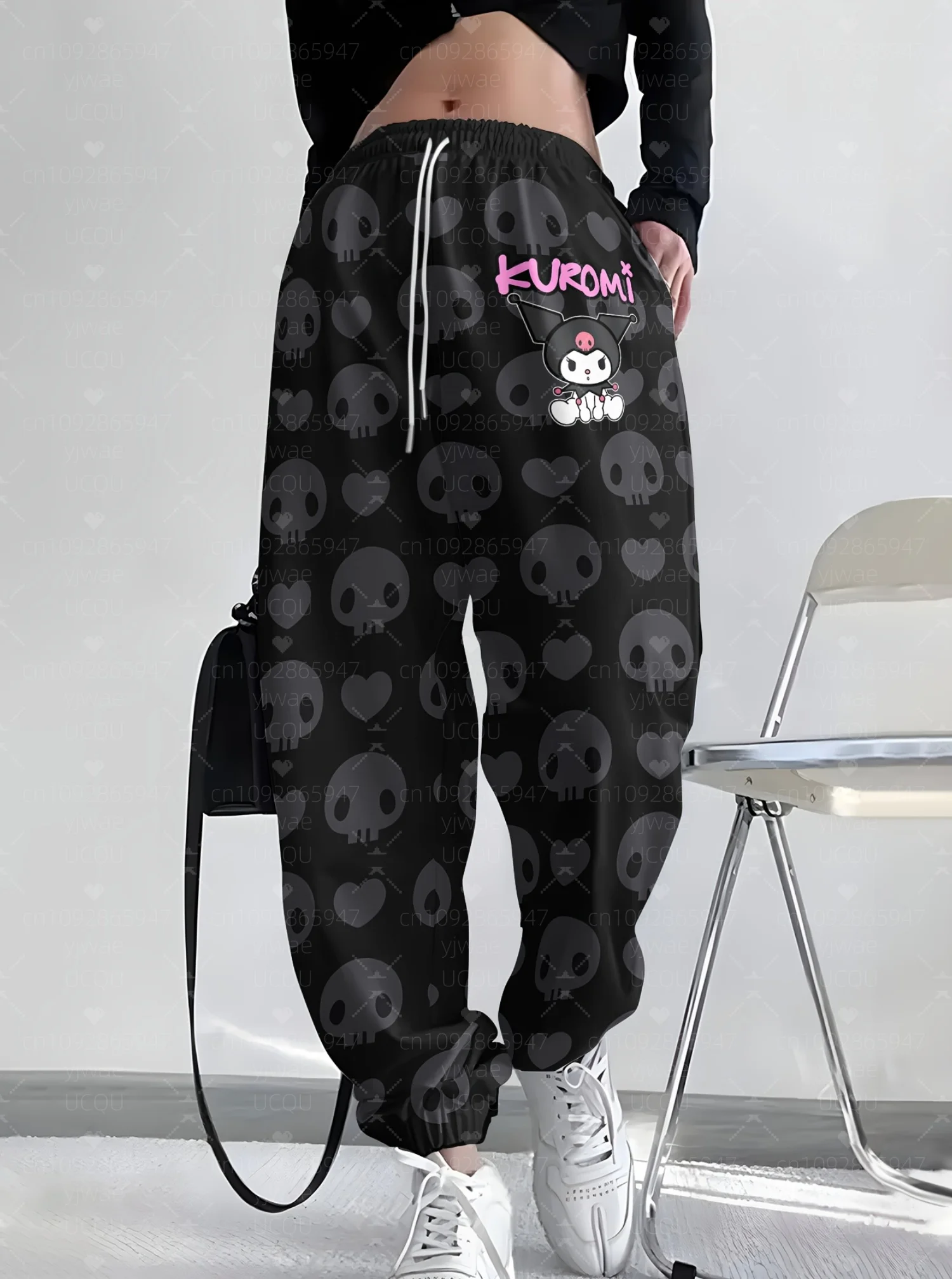 2025 Spring Autumn Casual Sanrio Kuromi Women's Jogger Pants Pink Hello Kitty Pants  Outdoor Men's Long Pants Trousers