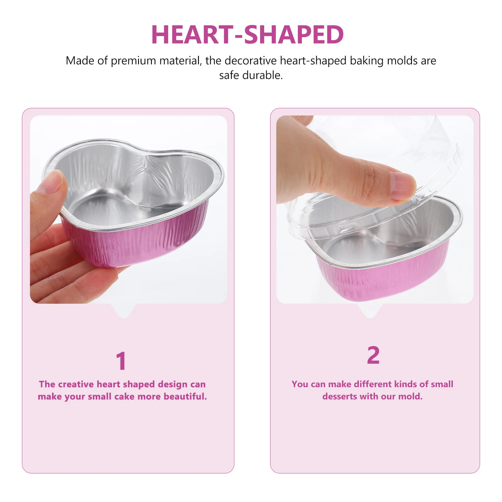 10 Pcs Heart-Shaped Aluminum Foil Box Cake Mold Decorative Pan Mini Baking Cups Bakeware Cupcake Covered Design Pans