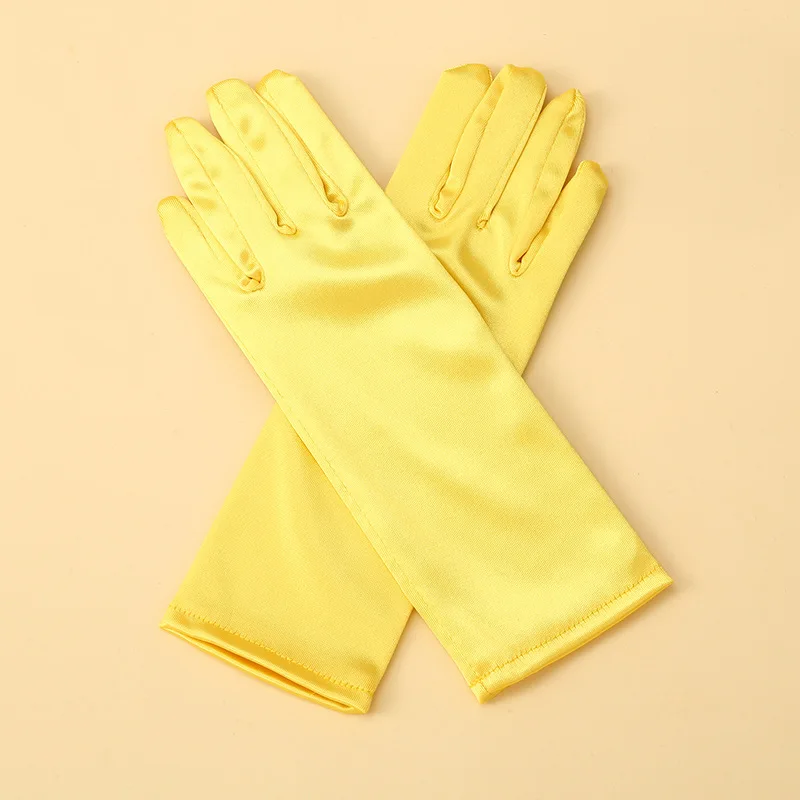 5-12 Years Girls Princess Accessories Kids Satin Gloves For Costume Children Birthday Halloween Party Cosplay Gloves Gift