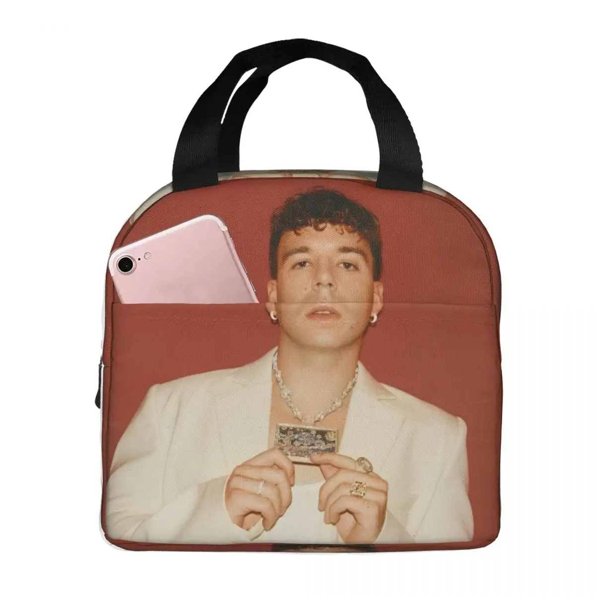 Singer Quevedo Insulated Lunch Bag Thermal Bag Reggaeton Latin Pop Latin Trap High Tote Lunch Box Bento Pouch College Picnic