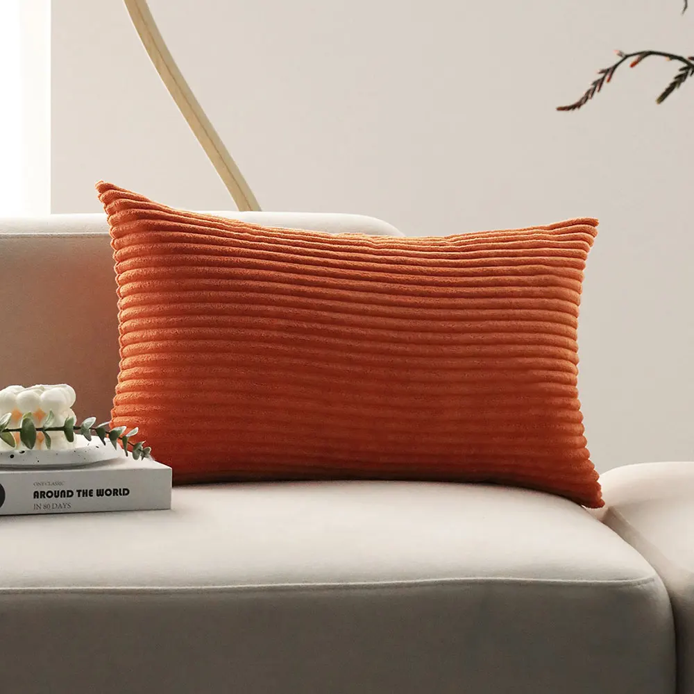 Orange Rectangle Cushion Cover Ultra Soft Corduroy Pillowcase Comfortable Living Room Sofa Throw Pillow Cover 30x50 Funda Cojin - view 5