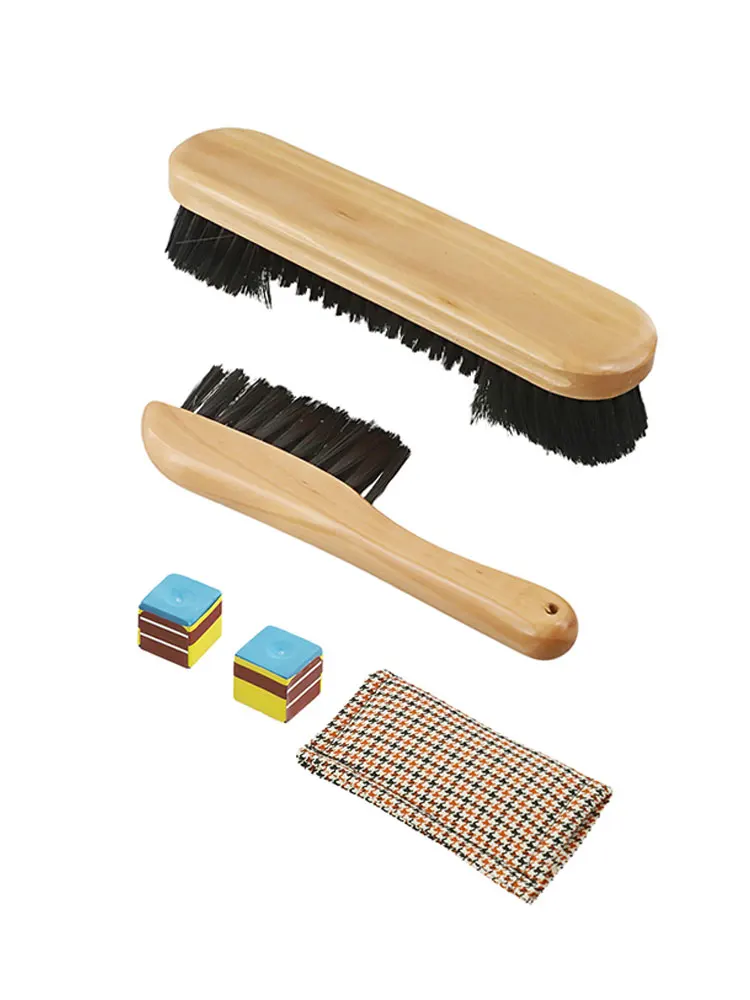 Kit de limpieza de mesa de billar con paño de cepillo de madera y tizas para tacos de billar, accesorios esenciales para mantenimiento de juegos