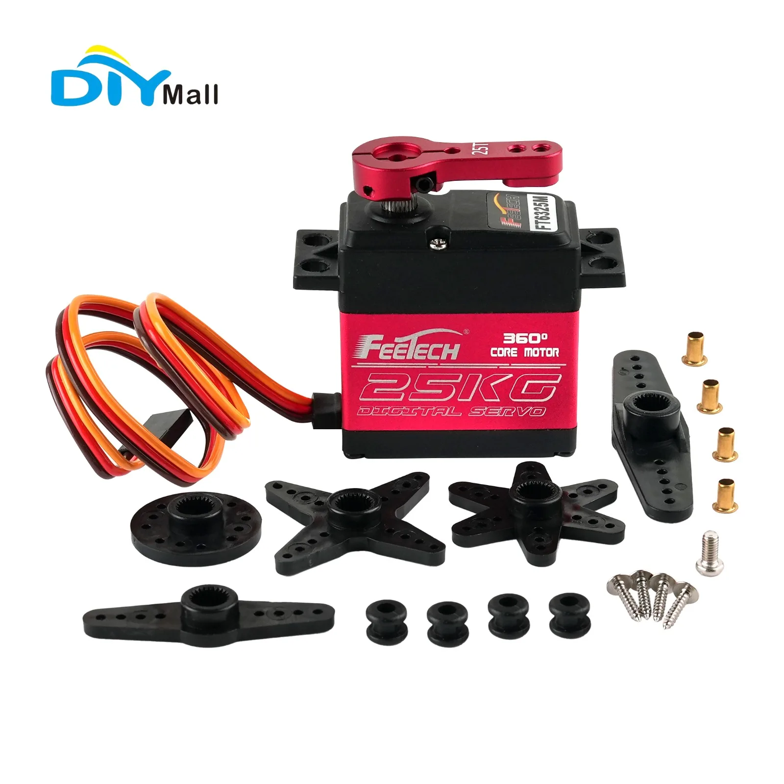 

Цифровой сервопривод FEETECH FT6325M, 25 кг, высокий крутящий момент, 0,15 с, скорость 360 ° Металлическая шестерня вращения для радиоуправляемых автомобилей-дронов