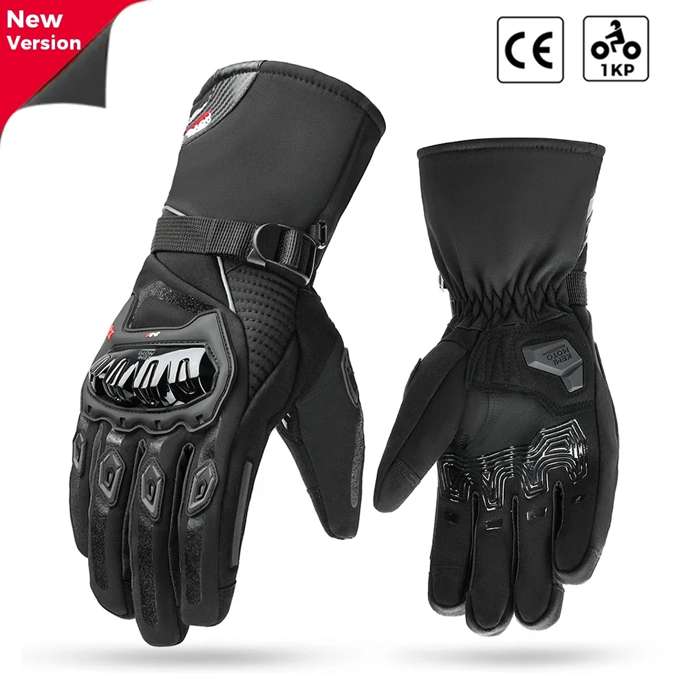 KEMiMOTO CE Motorradhandschuhe Winter Schwarz Guantes Moto Invierno Warm Touchscreen Wasserdicht Winddicht Schutzhandschuhe – Detail 7