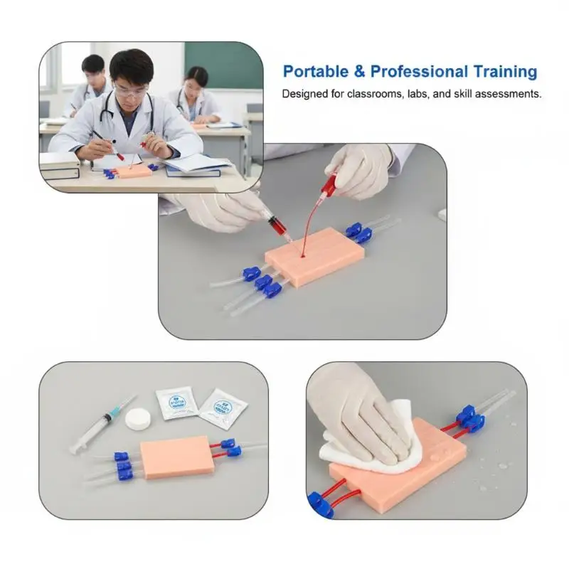 ★▲Medical Silicone Injection Pad Wound Suture Practice Model Blood Collection Return Kit for Nurse Doctor Student Training