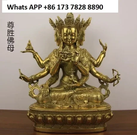 Feng Shui Rame Dignitoso Buddha Madre Bodhisattva Statua Longevità Tre Sculture in Bronzo Decor Artigianato