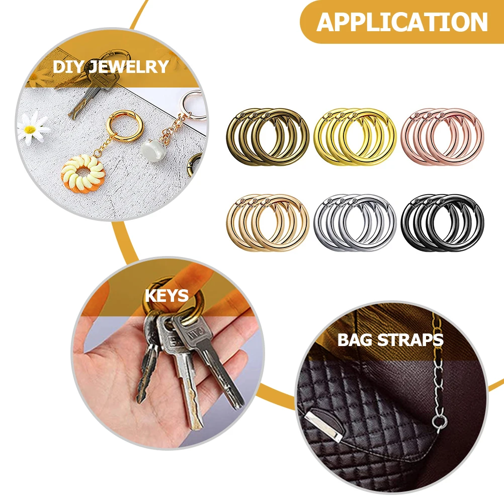 

18 Pcs Wallet Spring Collar Buckle Zinc Alloy Round Carabiner Clip Snap for Luggage