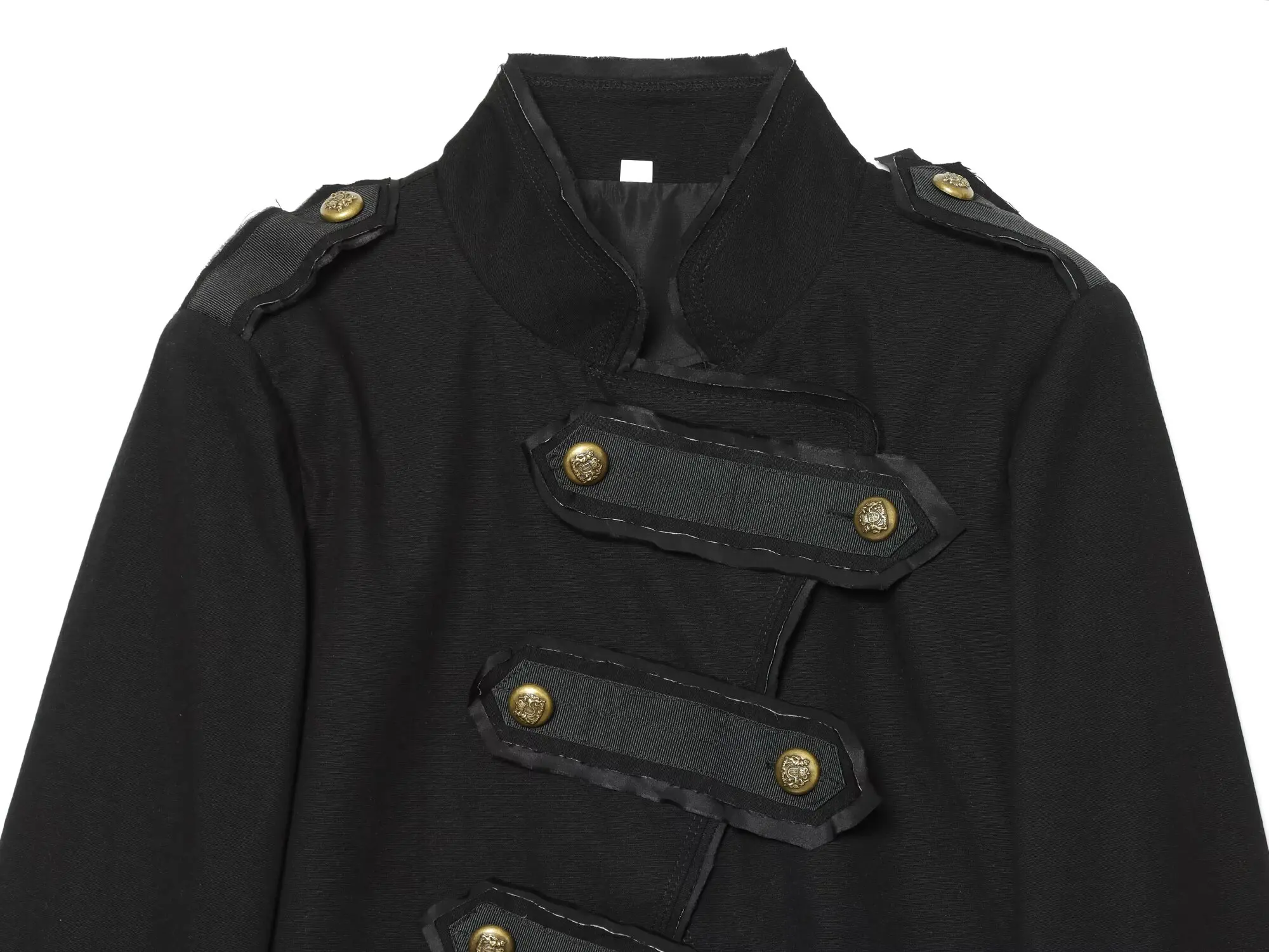 TFMLN Neue Damen Napoleon-Jacke mit Schrägknöpfung, Stehkragen, Asymmetrischer Kurzmantel, Frühjahrs-Neuheit, Retro-Chic Oberbekleidung für Frauen – Detail 4