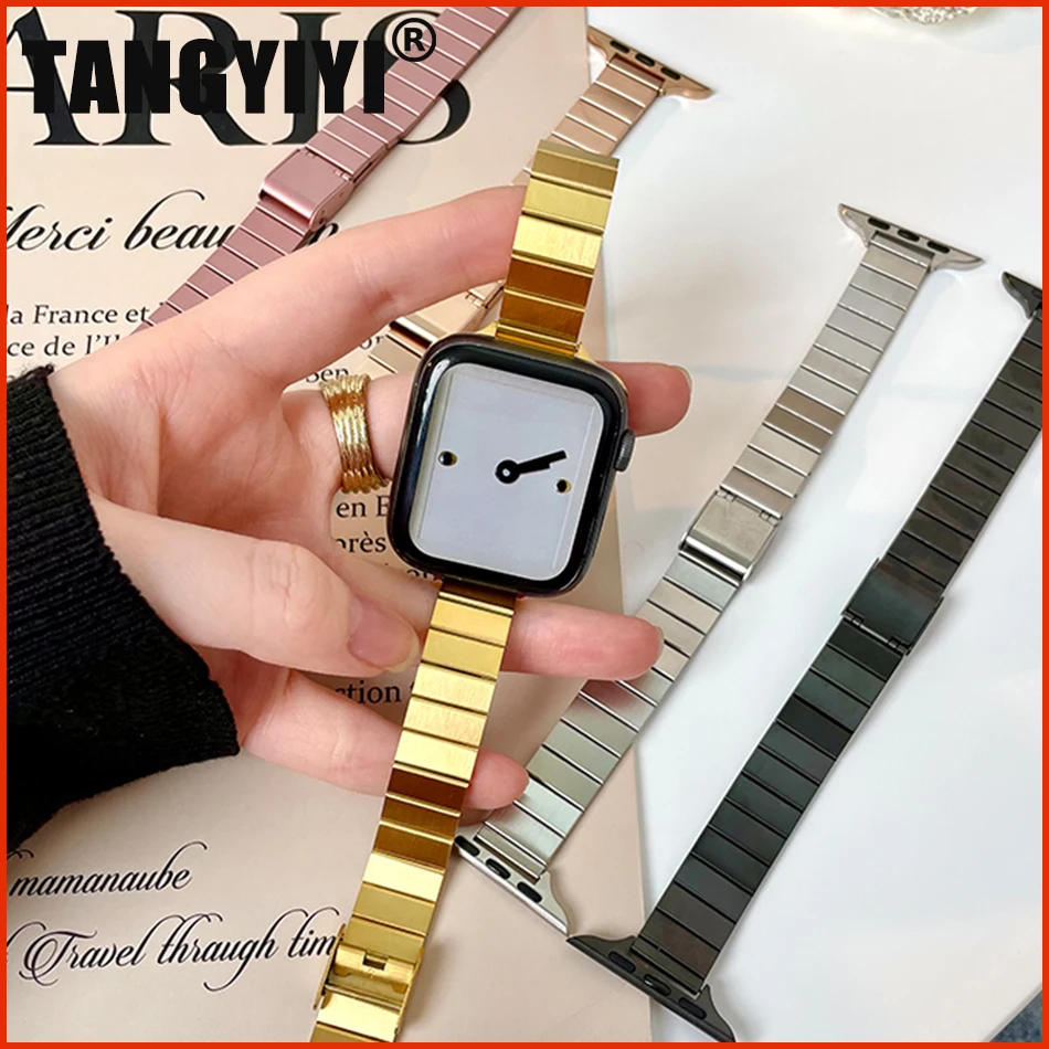 Luxe metalen stalen band voor Apple Watch Ultra 49 mm iWatch Series 6 7 8 SE 4 5 38/40/41 mm 42/44/45 mm INS zakelijke bandarmband