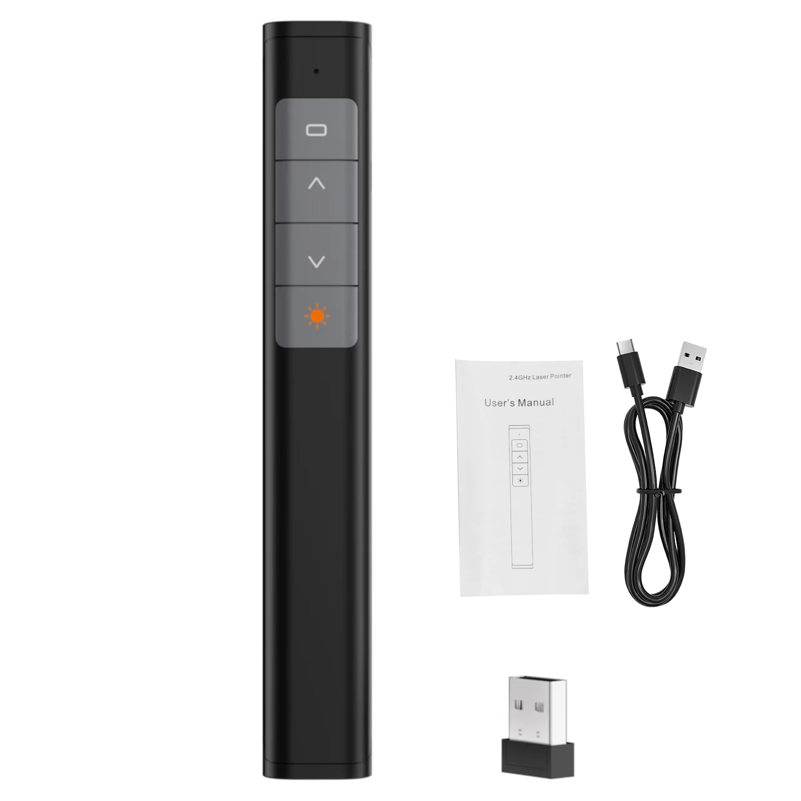 Plug-and-Play Page Turner 2.4GHz Wireless Presenter Remote, Presentation Clicker, Red Beam Pointer, Rechargeable for PC Laptop