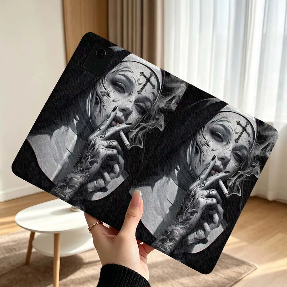Cool Nun Smoking Art For Lenovo Xiaoxin Pad Pro Tab P12 P11 11 13 11.2 inch K11 Plus Pen Tray Tablet Case Soft