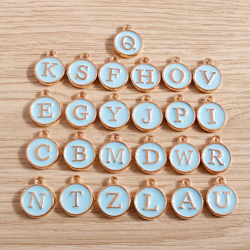 10 Stück niedliche, bunte Buchstabenanhänger (Alphabet 26 A-Z) für die Schmuckherstellung, Anhänger, Halsketten, Ohrringe, Armbänder, Bastelbedarf für DIY-Projekte – Detail 12