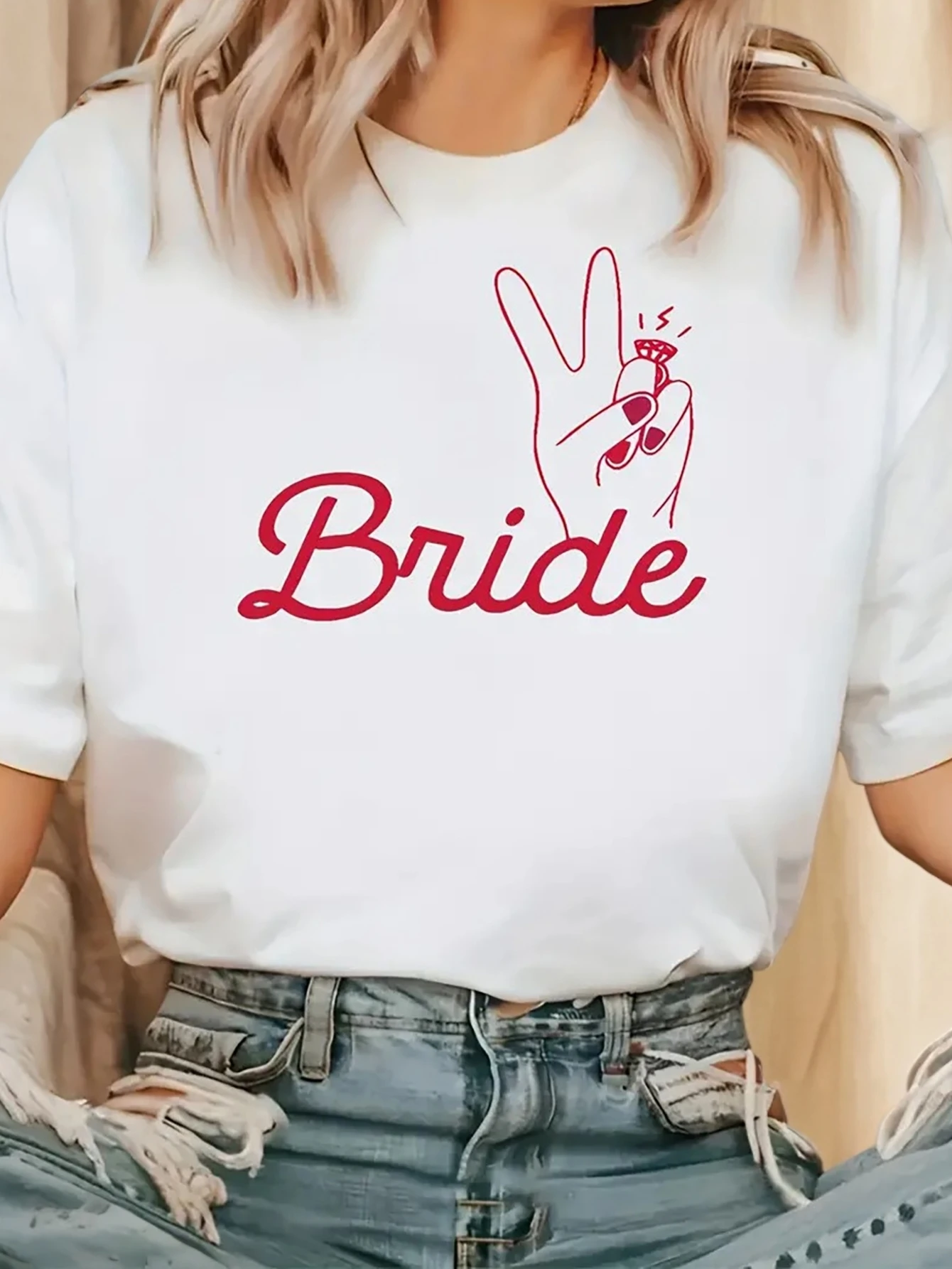 

Camiseta informal con cuello redondo para mujerropa informal de manga corta con gráfico de novia Harajuku camisetas de calle