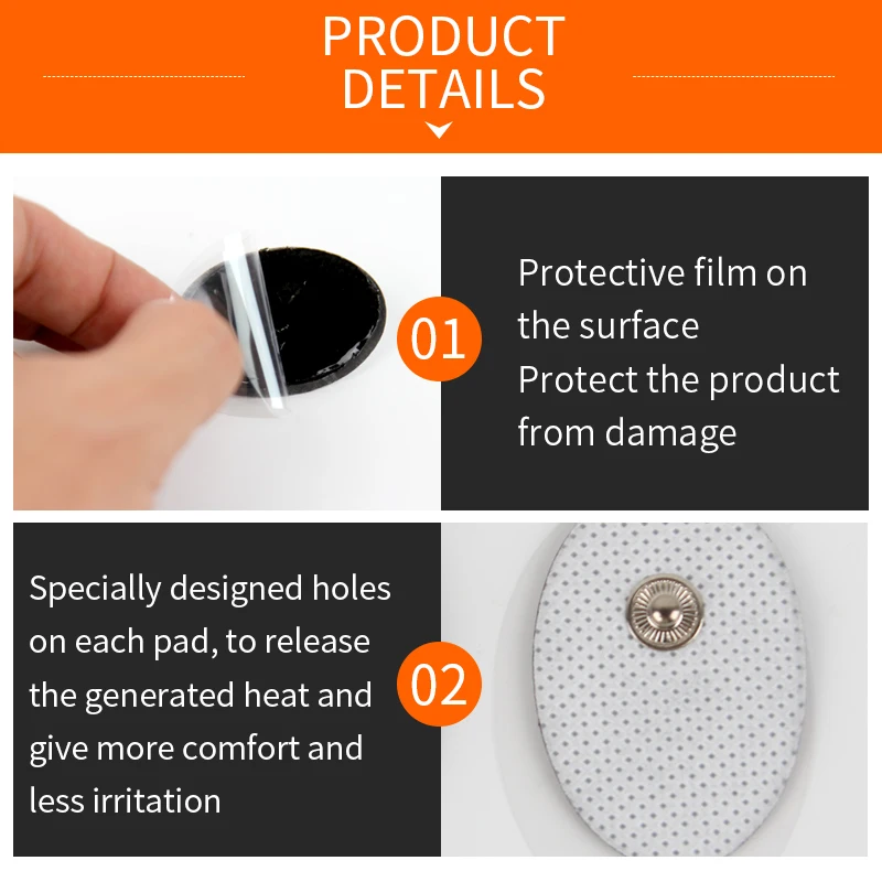 40/50/100pcs Snap-on Mini Electrode Pads for Tens Acupuncture Adhesive Gel Massager and Slimming Electric Therapy Body Massager - Detail 1