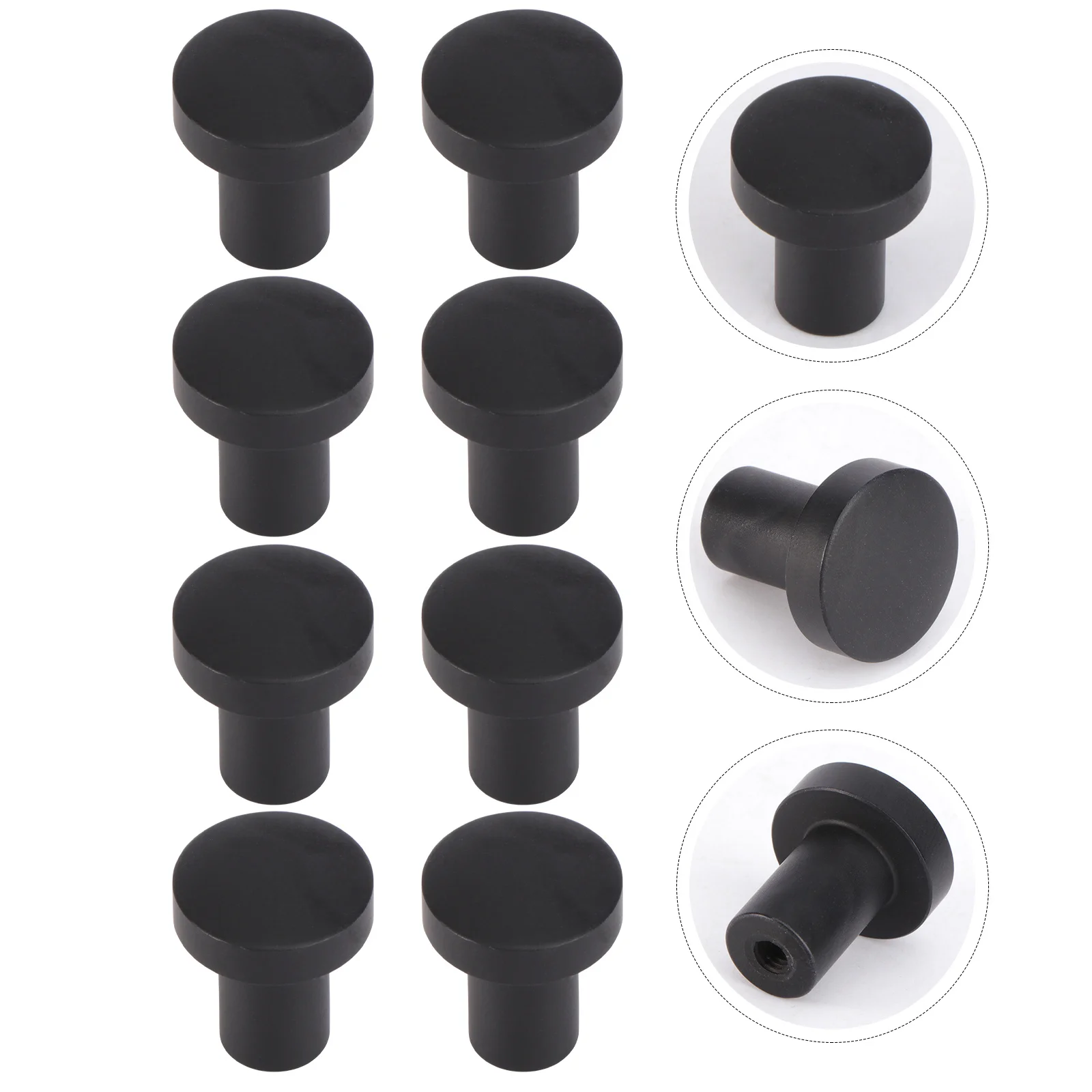 

8Pcs Single Hole Round Aluminum Alloy Cabinet Handle Door Knob Simple Style Furniture Pull Replacement Accessory