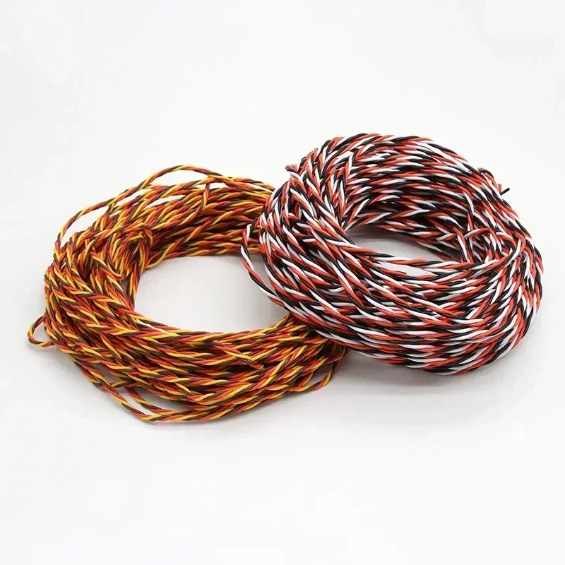 5/10/20/50M 22AWG 26AWG 30/60 Core 3 way Twist Servo Extension Cable JR Futaba Twisted Wire Lead For RC Airplane Accessories