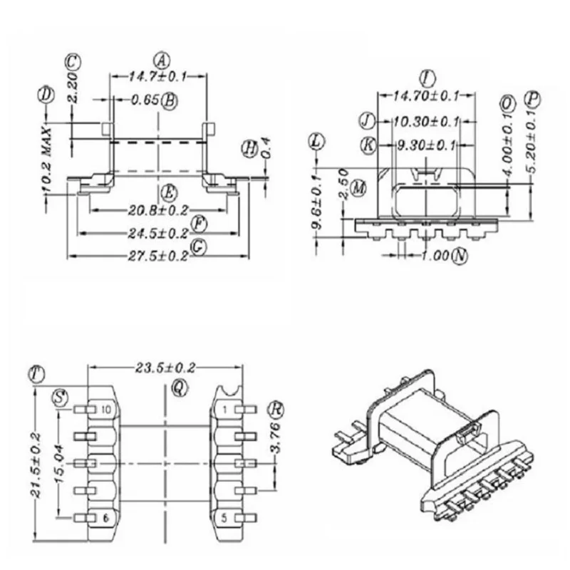 Trasformatore alto EFD20 soft core PC44 e bobina SMD Horaztional5 + 5 pin 20 set/lotto spedizione gratuita