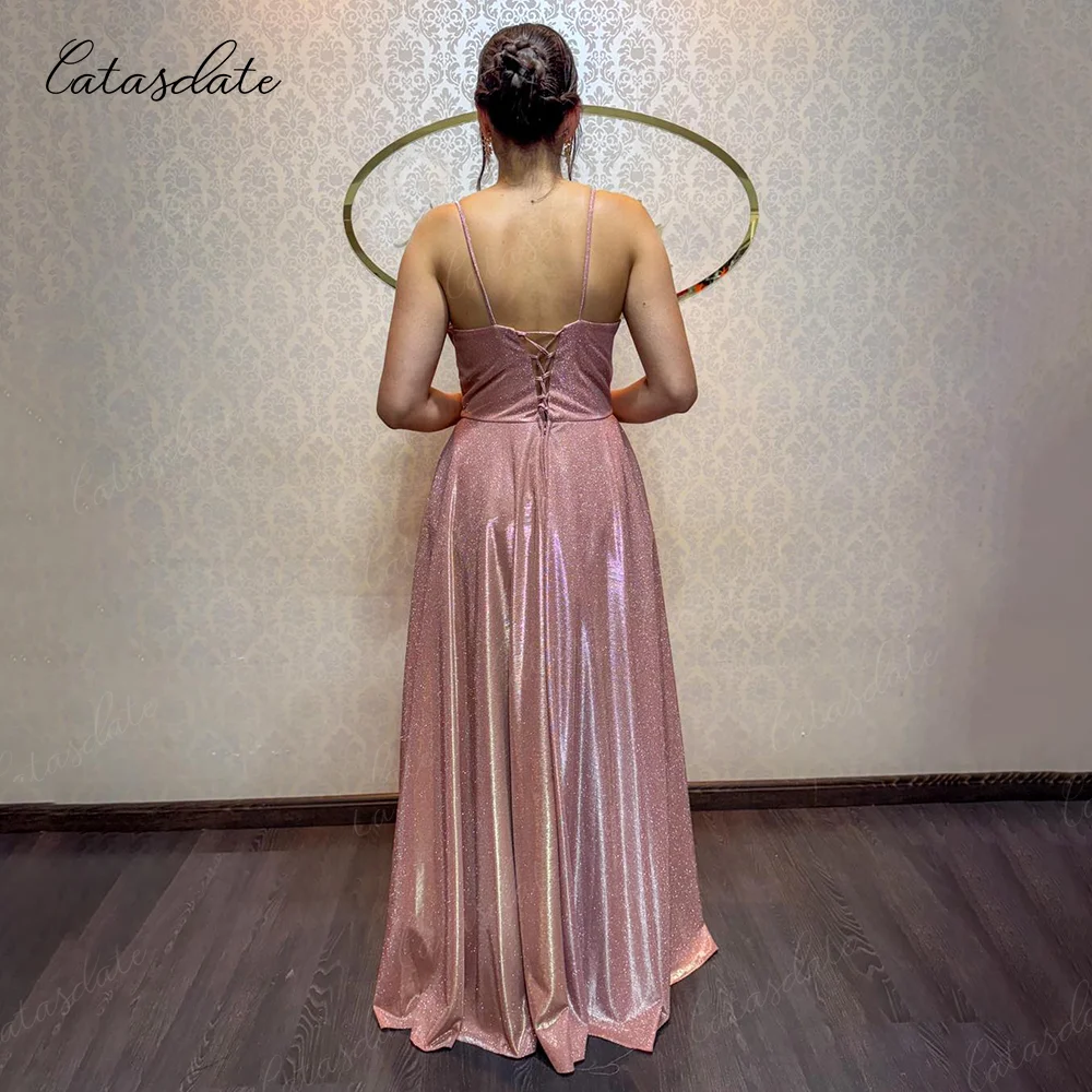 Catasdate Błyszcząca suknia wieczorowa Koronkowa sukienka imprezowa Brokatowa sukienka ślubna dla kobiet A Line vestido de fiesta Dostosowane