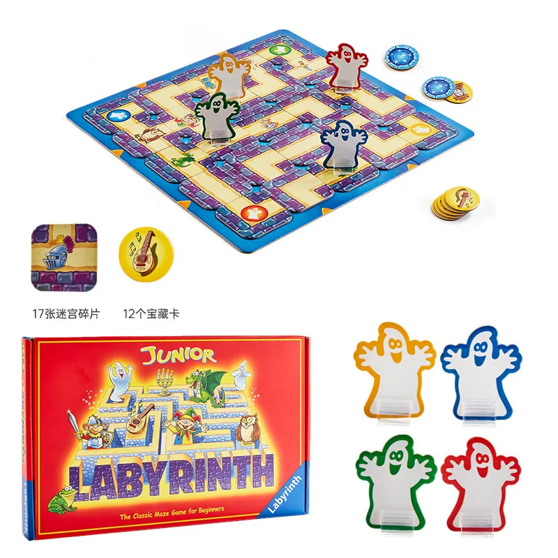 Educational Moving Tile Maze Game Kids Treasure Hunt Tabletop Game Ghost Figure Board Game Family Party Toy Gift
