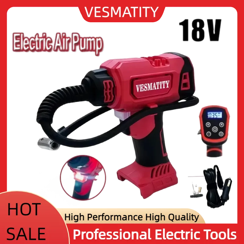 Cordless Electric Air Pump Car Tire Automatic Inflator Handheld Air Compressor Rechargeable  Fit Milwaukee Battery