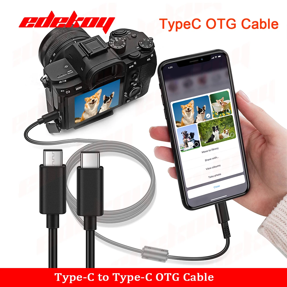 TYPEC to TYPEC OTG Cable for Sony A7R3/A7M3/A7S3/A7R4/A9/A9II, Nikon D780/D6/Z6/Z7/Z5/Z50,Canon EOS R5/R6/R/RP/G5X2/G7 Cameras