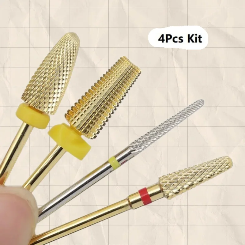 

4pcs Kit Hot! Silver 2Way Pro Whole Carbide Nail Drill Bits Nail Art Electric Drill Machine Files Nail Art Tools cut and polish