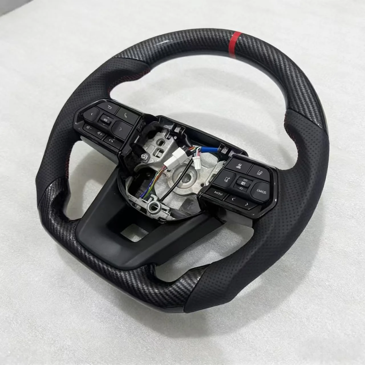 In Stock for Toyota Carbon Fiber Leather Steering Wheel Hiace Rav 4 Innova Crown 2001 Vitz Lc100 sienna Voxy highlander Mark X view 2