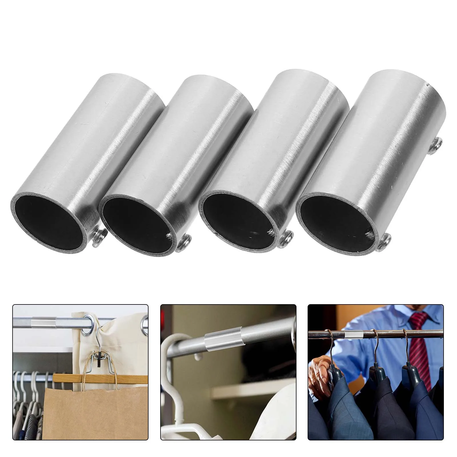 

4Pcs Stainless Steel Straight Pipe Connector Round Tube Fitting for Hand Rail System Easy Install 2-Way Piping Connection