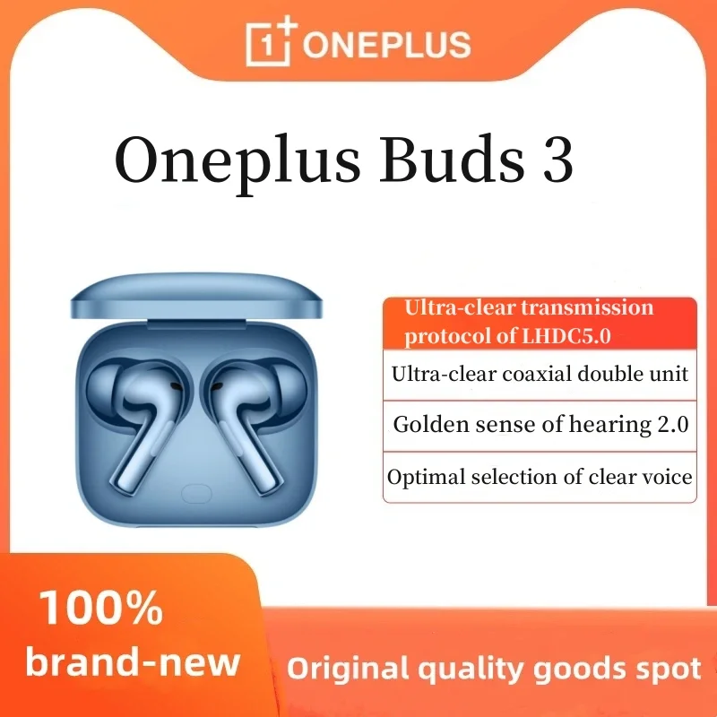 Беспроводные наушники Oneplus Buds 3 с шумоподавлением, долговечностью батареи и оригинальным флагманским качеством звука.