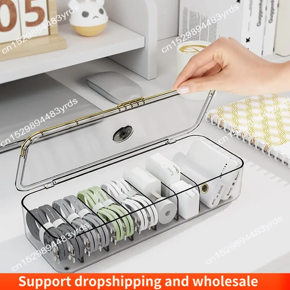 

AA86 Desktop Storage Box Multifunctional Frame Sorting Box Clamshell Design Storage Data Cable Storage Box