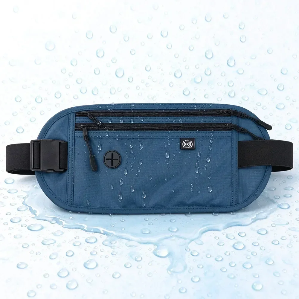 Under Clothes Concealed Money Belt, RFID Blocking Travel Wallet, Multi-Pocket Waist Pouch, Ideal for Overseas Travel, Camping