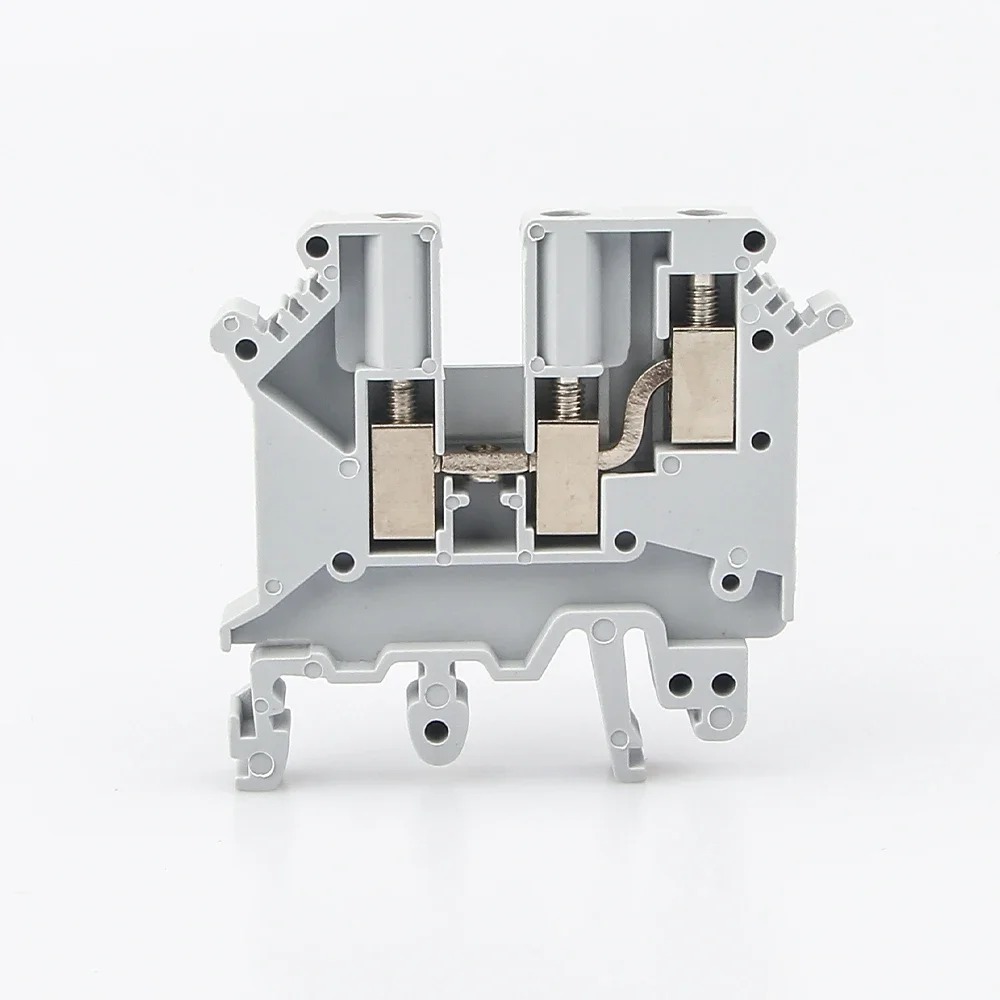 10Pcs UK-5-TWIN Din Rail Terminal Blocks Screw Connection One In Two Out Multi Conductor 3 Conductors