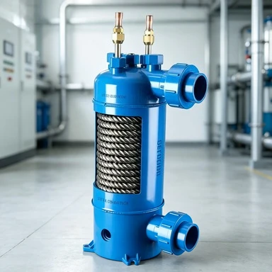 FY MHTA-1.5 Screw Titanium Tube Heat Exchanger with PVC Shell, Swimming Pool Heat Pump Aquarium Chiller Evaporator