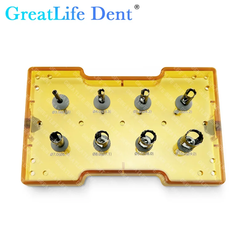 GreatLife 8 Pcs Dental Implant Trephine Drills Kit Bone Graft Drills Dentistry Planting Tools Dentists Instrument Accessories