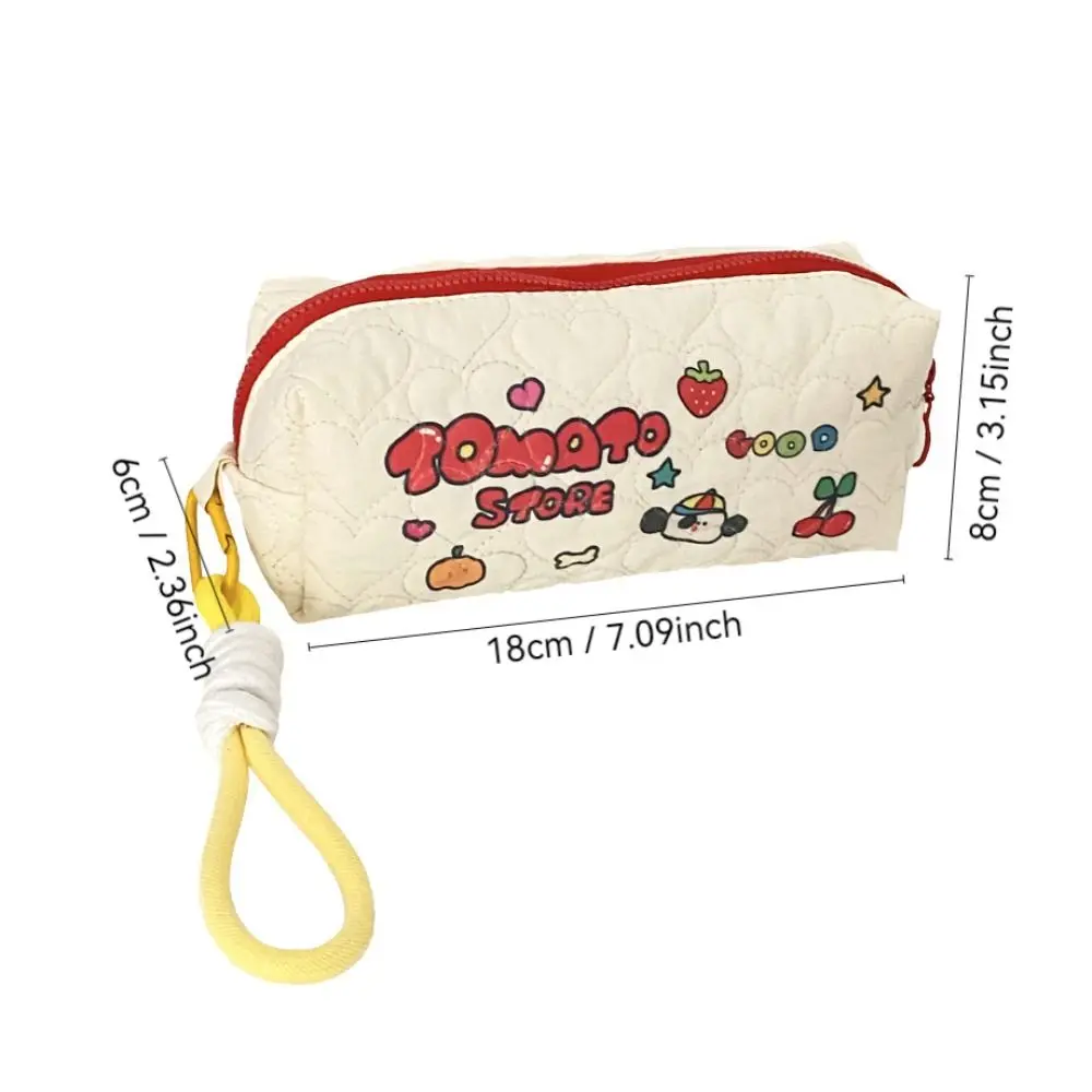 Cute Tomato Pencil Case Kawaii Multi-functional Stationery Storage Pouch Cartoon Handheld Pencil Box Office