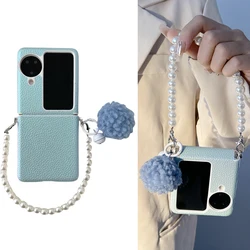 For OPPO Find N3 FLIP Phone Case Luxury Faux Leathe With Bracelet Folding Shockproof Protection Hard Cover Accessories Funda