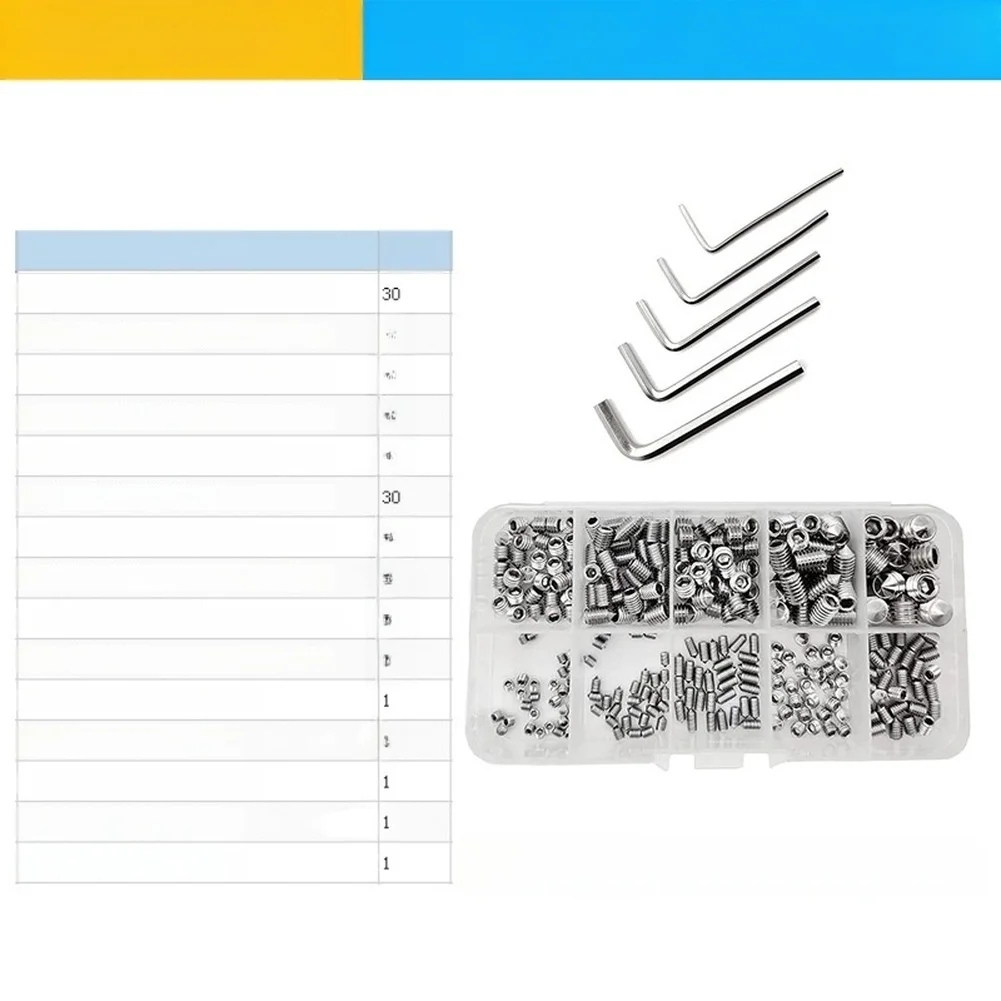 Metric Grub Screws Hex Socket Set For Electronics Repair 304 Stainless Steel DIN914 Standard Hex Socket Head Flat Point Tip