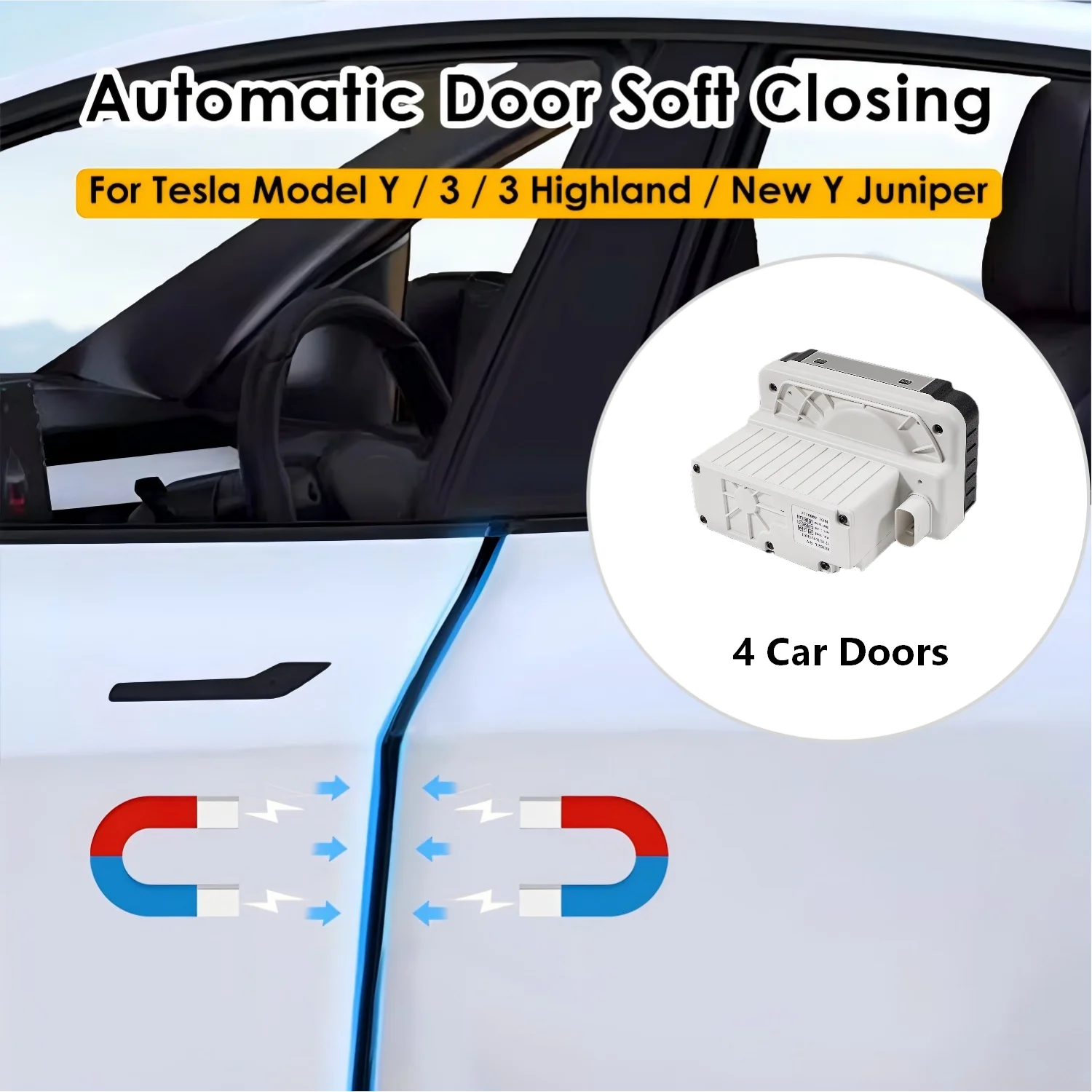 Smart Auto Electric Suction Door for Tesla Model 3 Y 3 Highland Y Juniper Soft Close Door Kit 4 doors Anti Pinch Soft Close Lock