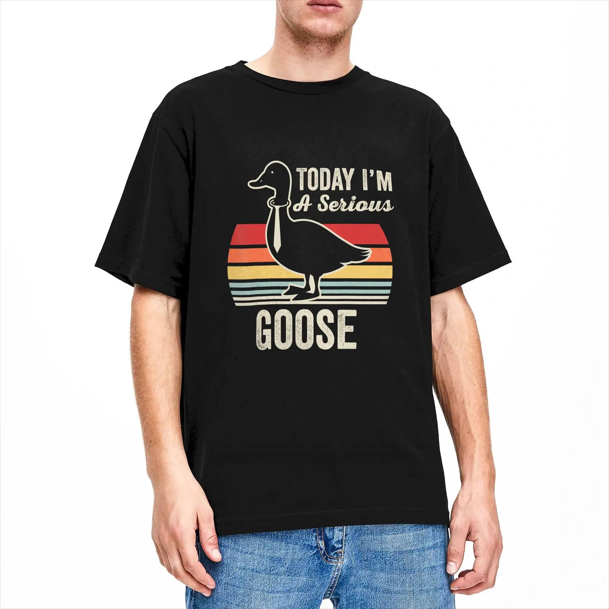 Today I’m A Serious Goose Funny Retro Vintage T-Shirt Men  Vintage T Shirts Summer Crewneck Trendy Cool Tees Big Size Clothing