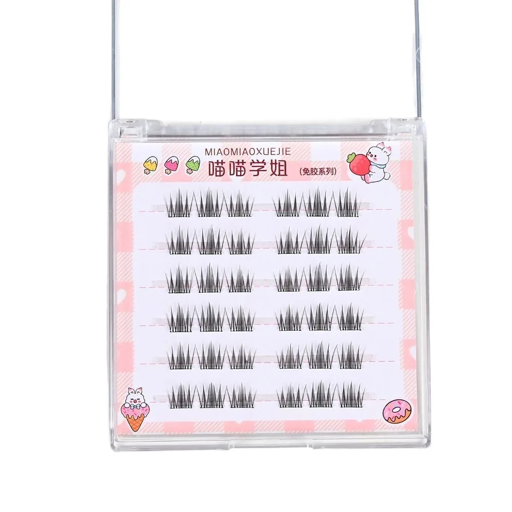 Com tiras de cola gelatinosa 3d cílios postiços sem cola anime cosplay segmentado cílios postiços maquiagem nude diy gato elfo cílios